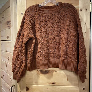 Harper Heritage Brown Textured Knit Crew Neck Sweater